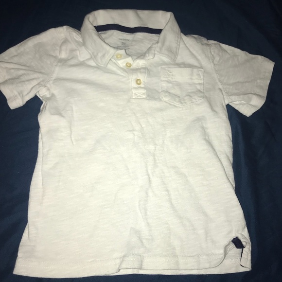 Carters white polo, Gymboree checkered shorts navy - Picture 3 of 8